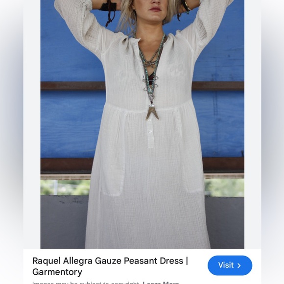 Raquel Allegra Malia Midi Cream/White Long Sleeve Dress NWT  Sz Womens Large - Picture 2 of 13